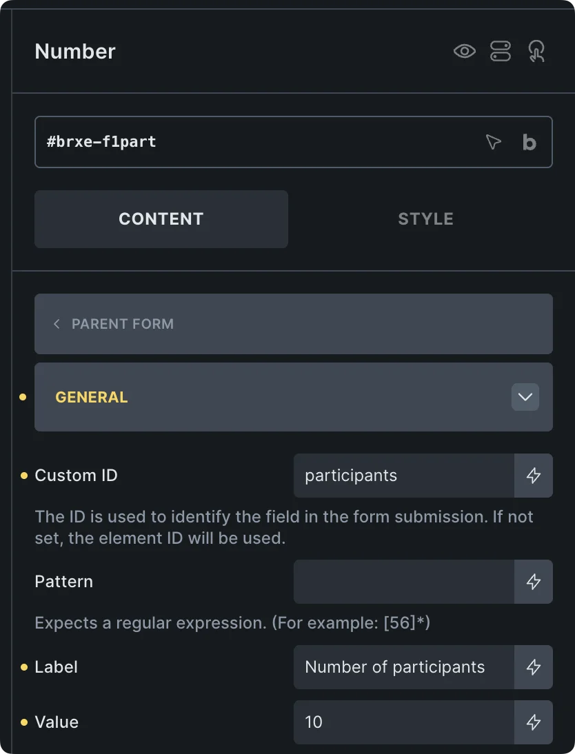 Bricksforge number field with Custom ID populated